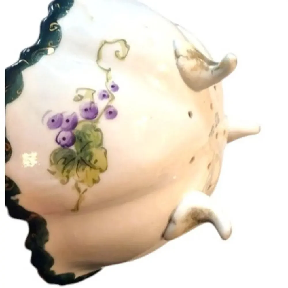 Antique Nippon Attributed Hand Painted Berry Bowl & Plate